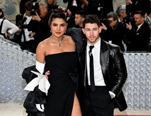 Priyanka Chopra Jonas and Nick Jonas at the 2023 Met Gala: Karl Lagerfeld: A Line of Beauty held at the Metropolitan Museum of Art on May 1, 2023 in New York, New York. (Photo by Michael Buckner/Variety via Getty Images)