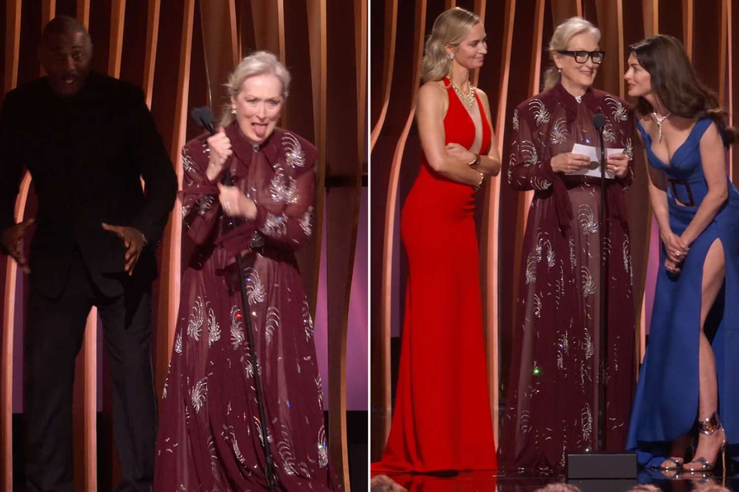 Meryl Streep trips at SAG Awards 'Devil Wears Prada' reunion